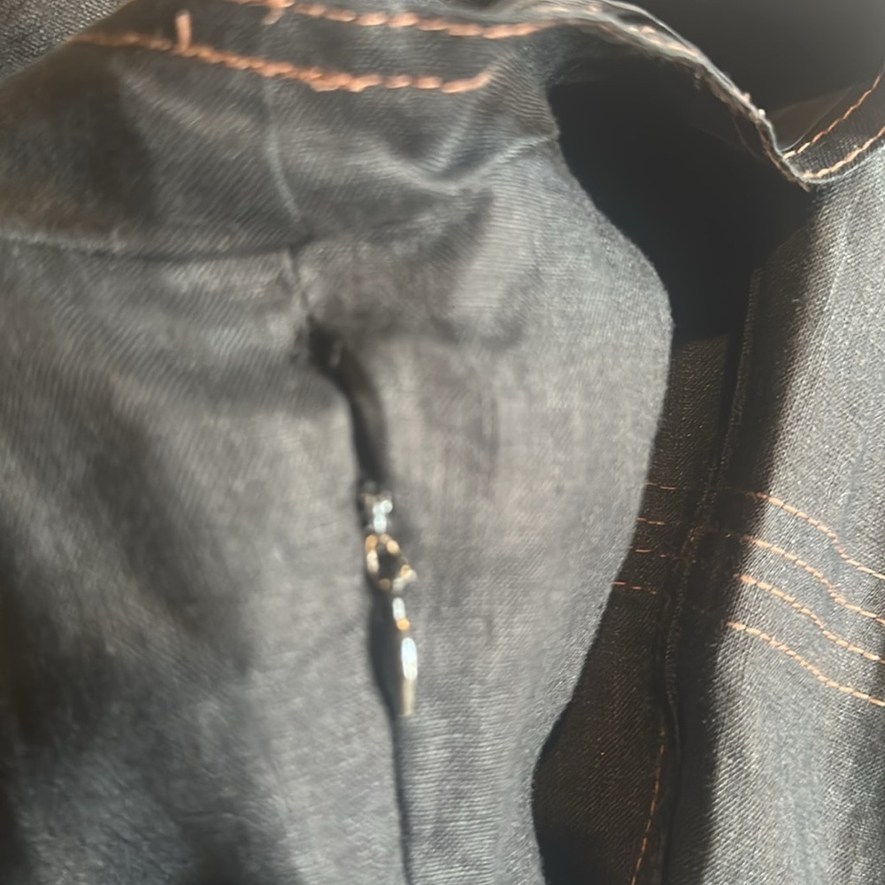 Talbots below the knee Black Dress w copper stitching look pockets button down - Picture 14 of 16